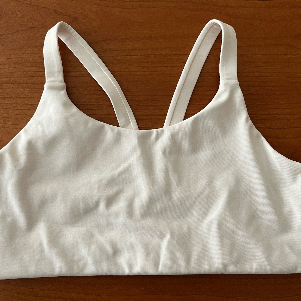 Girlfriend Collective White Sports Bra - Ivory Lou V-Back Bra (XL)